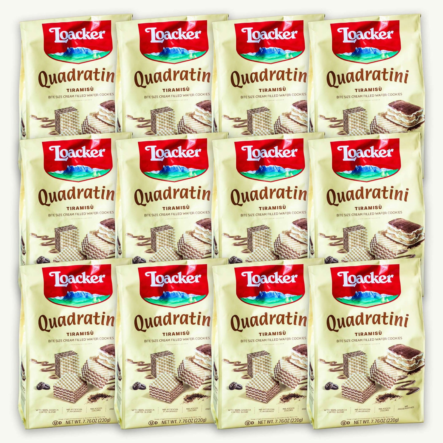 Loacker Tiramisu Quadratini Cream Filled Wafer Cookies 7.76oz