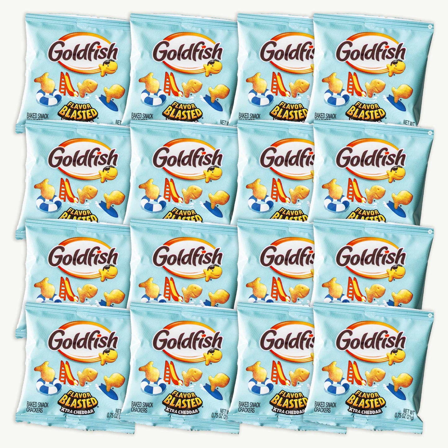 Goldfish Flavor Blasted Xtra Cheddar Crackers Summer Snack Packs 0.75oz