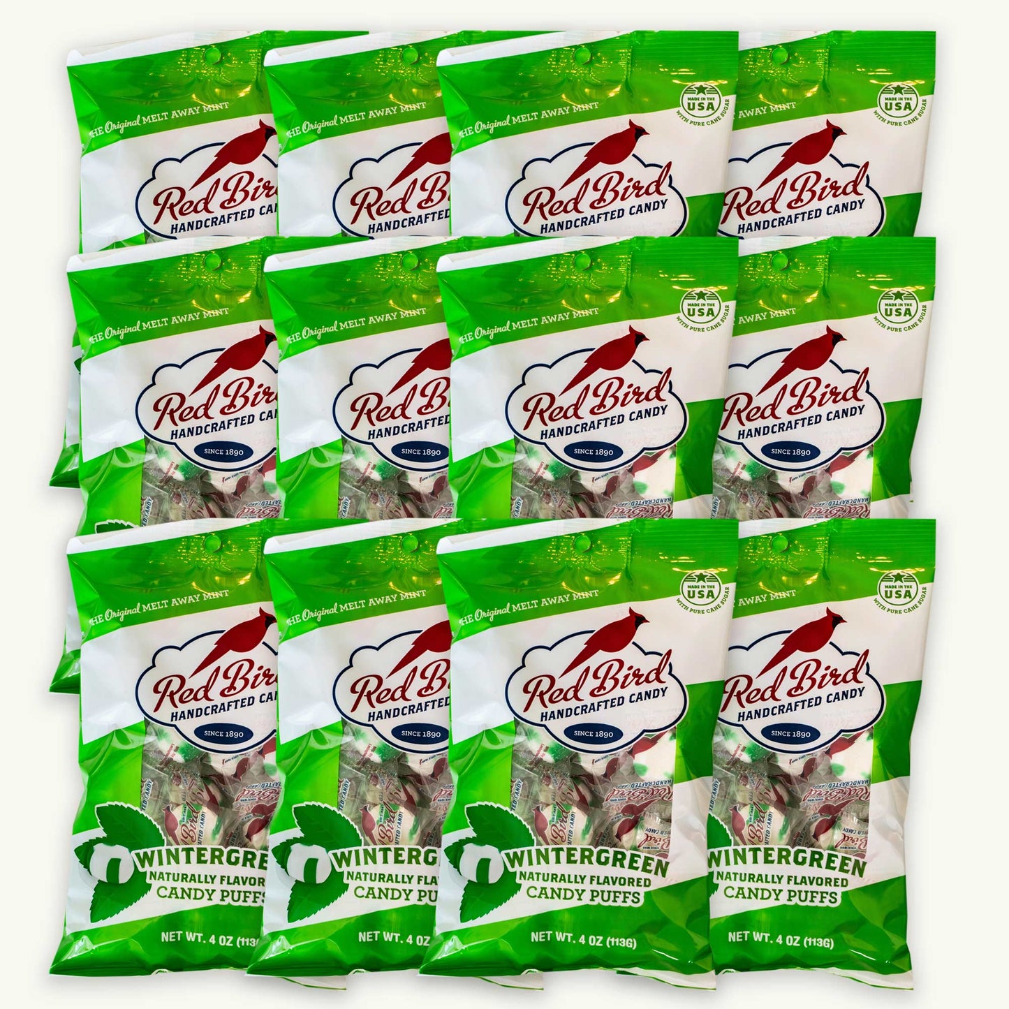 Red Bird Candy Puffs Wintergreen 4oz