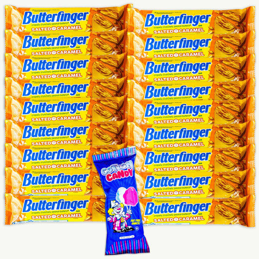 Butterfinger Salted Caramel Peanut Butter Candy Bar 1.9oz (18 Bars) - Cotton Candy 1.6oz - 19 Items