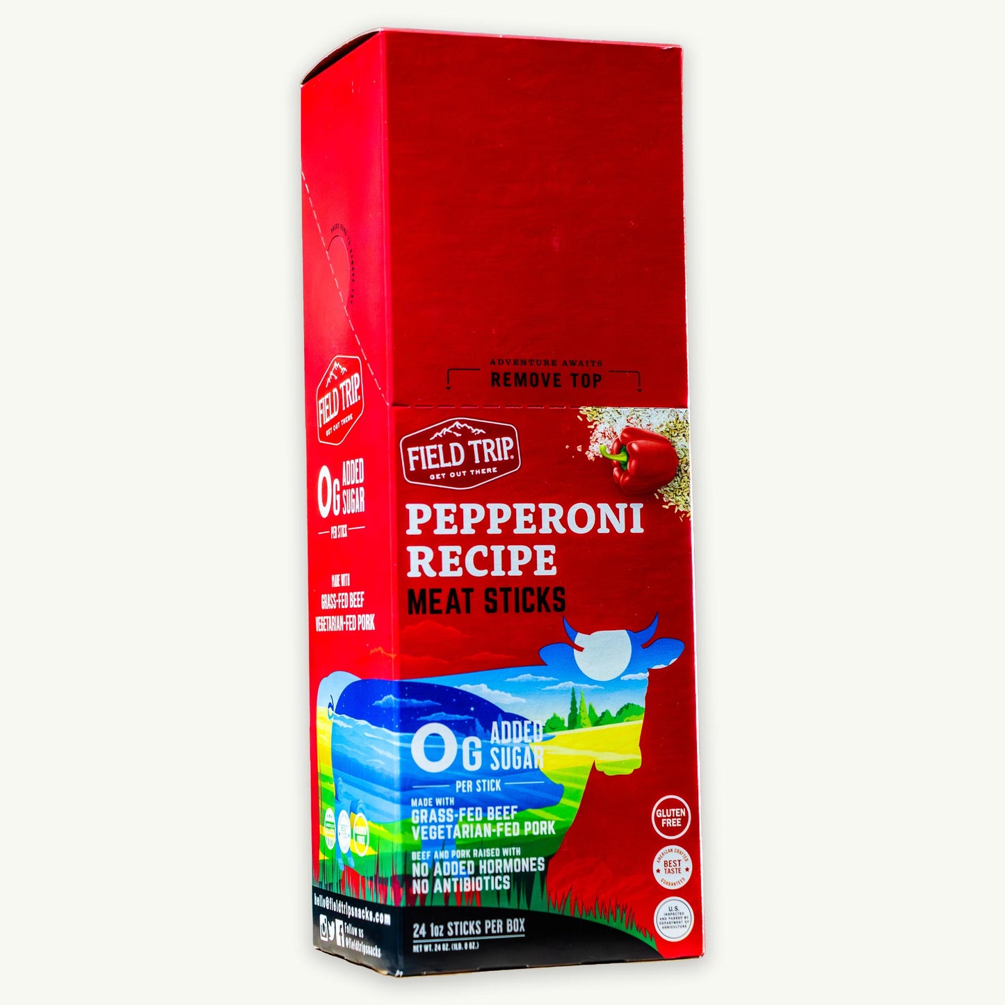 Field Trip Pepperoni Recipe Grass-Fed Beef Vegetarian-Fed Pork Meat Stick 1oz