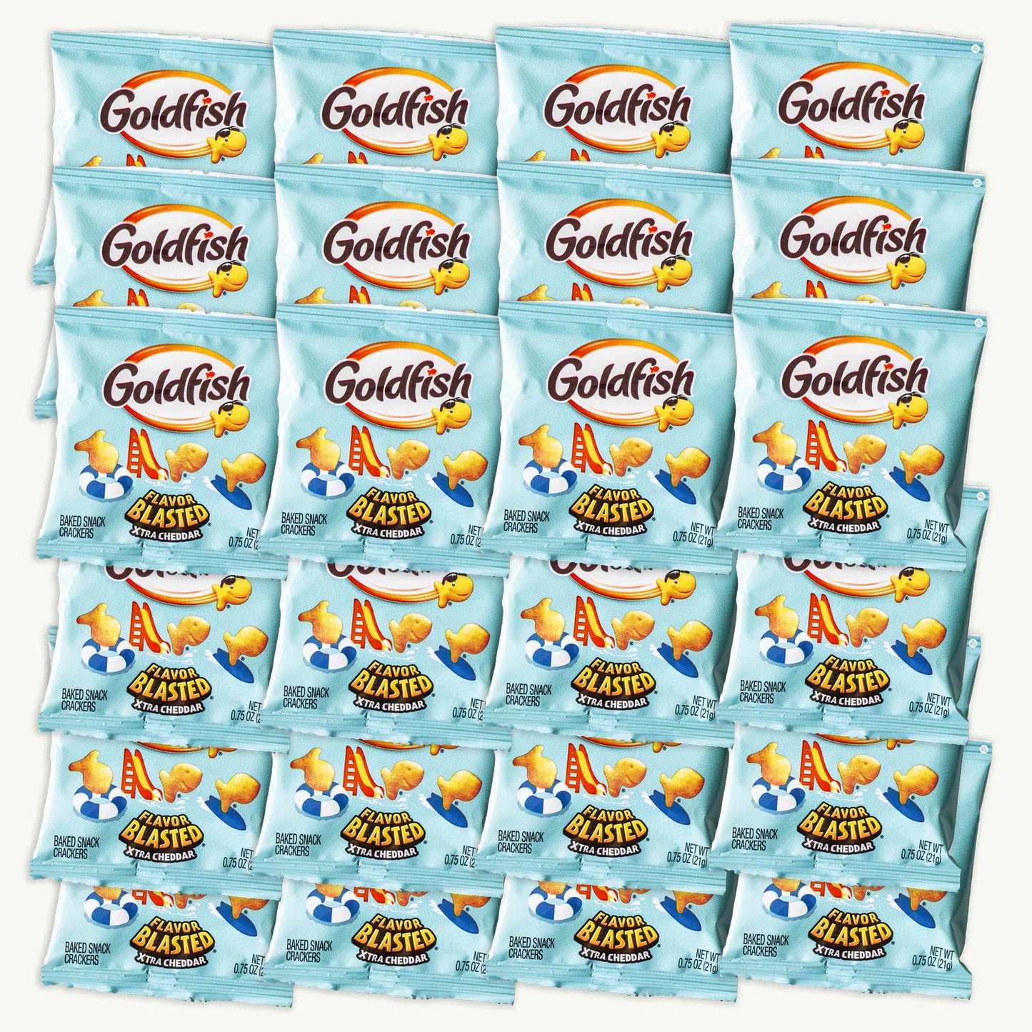 Goldfish Flavor Blasted Xtra Cheddar Crackers Summer Snack Packs 0.75oz