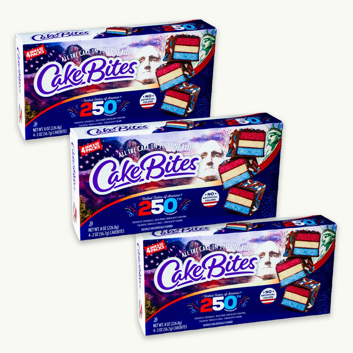 Cakebites United States of America 250th Anniversary, 4 Grab and Go Family Packs