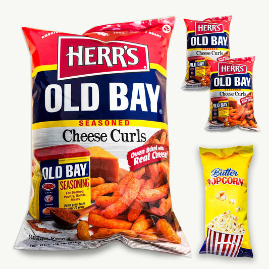 Herr's Old Bay Cheese Curls 7.5oz (3 bags) - Gourmet Butter Popcorn (1.15oz)