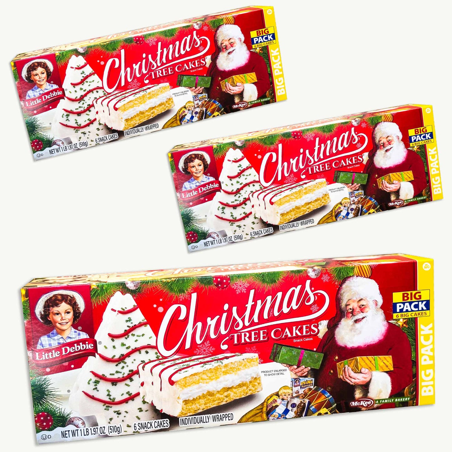 Little Debbie Vanilla Christmas Tree Cakes Big Pack 6ct