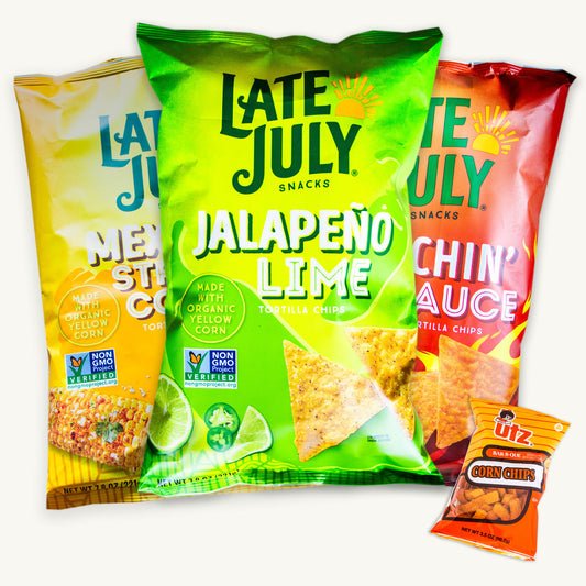 Late July Tortilla Chips - Scorchin Sauce - Jalapeno Lime - Mexican Street Corn - Utz BBQ Corn Chips