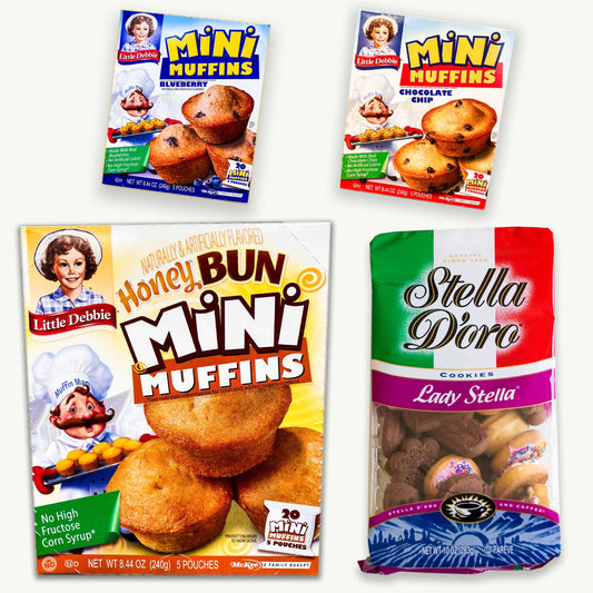 Little Debbie Mini Muffins - Blueberry, Chocolate Chip, HoneyBun - Stella Doro Lady Stella (10oz)