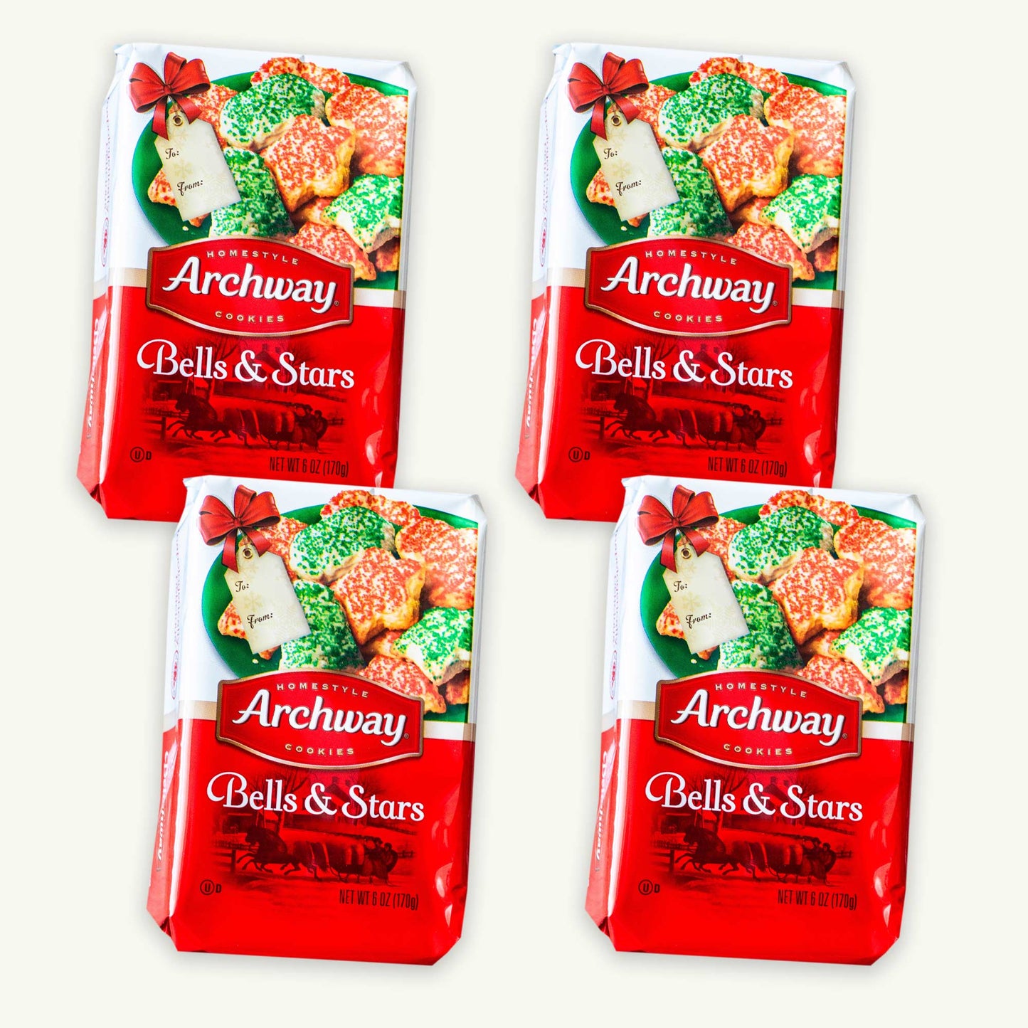 Archway Christmas Holiday Bells and Stars Cookies 6oz