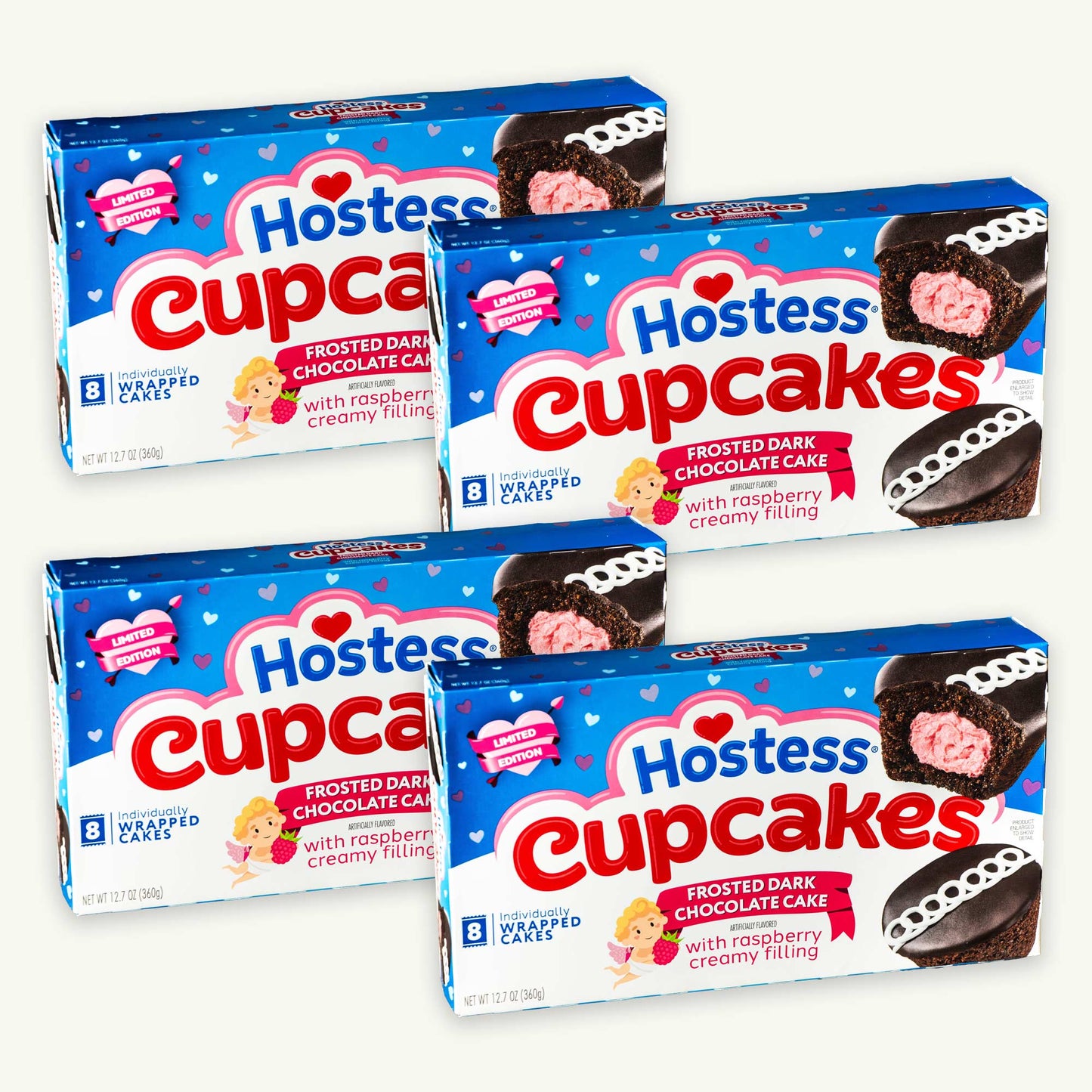Hostess Frosted Dark Chocolate Raspberry Cupcakes 12.7oz 8ct