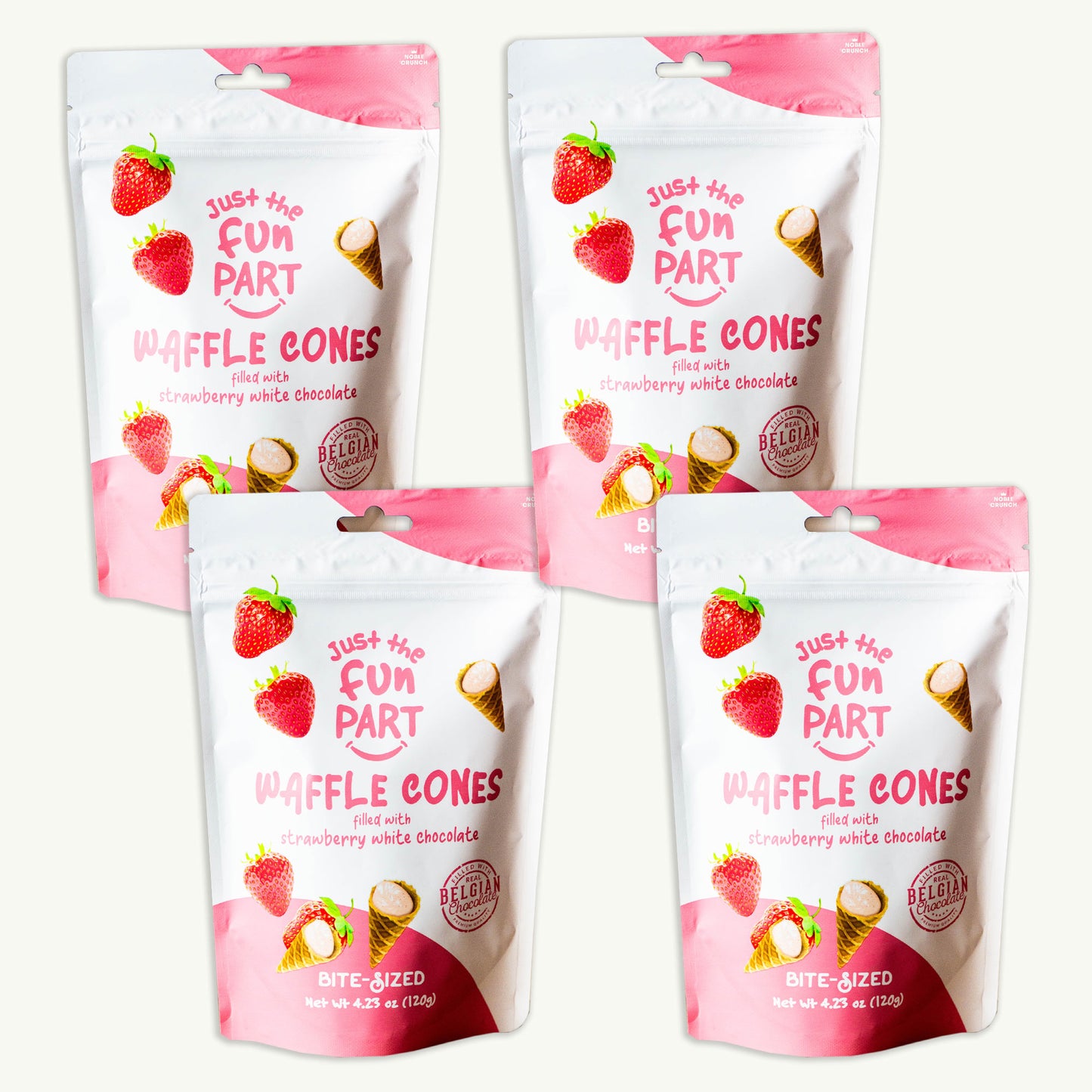 Just the Fun Part Strawberry White Chocolate Mini Waffle Cones 4.23oz