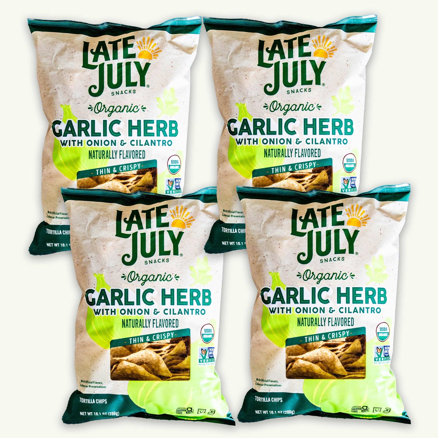 Late July  Organic Garlic Herb Onion Cilantro Tortilla Chips 10oz