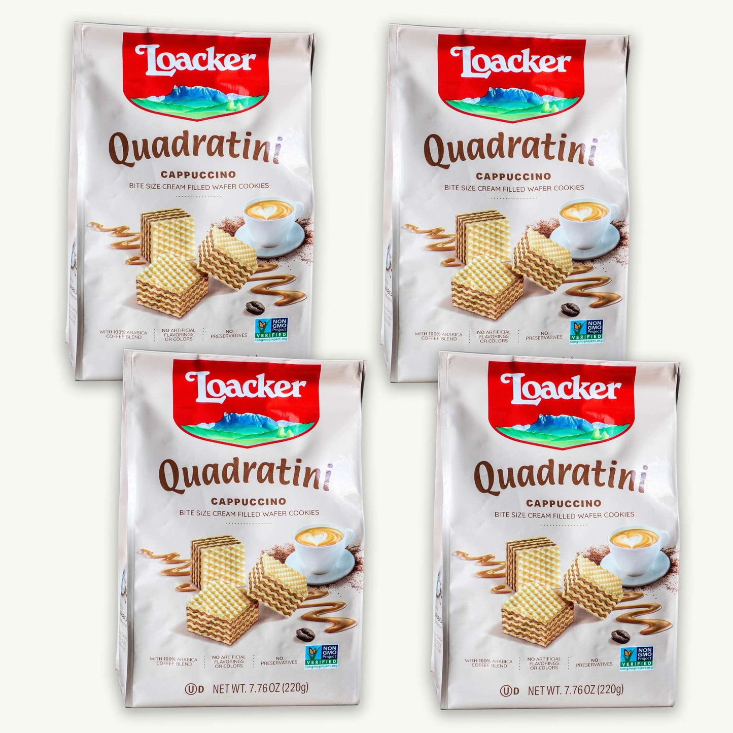 Loacker Cappuccino Quadratini Cream Filled Wafer Cookies 7.76oz