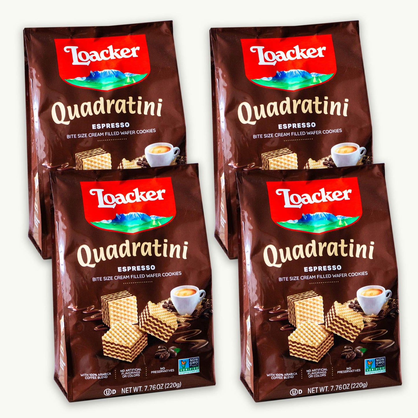 Loacker Espresso Quadratini Cream Filled Wafer Cookies 7.76oz