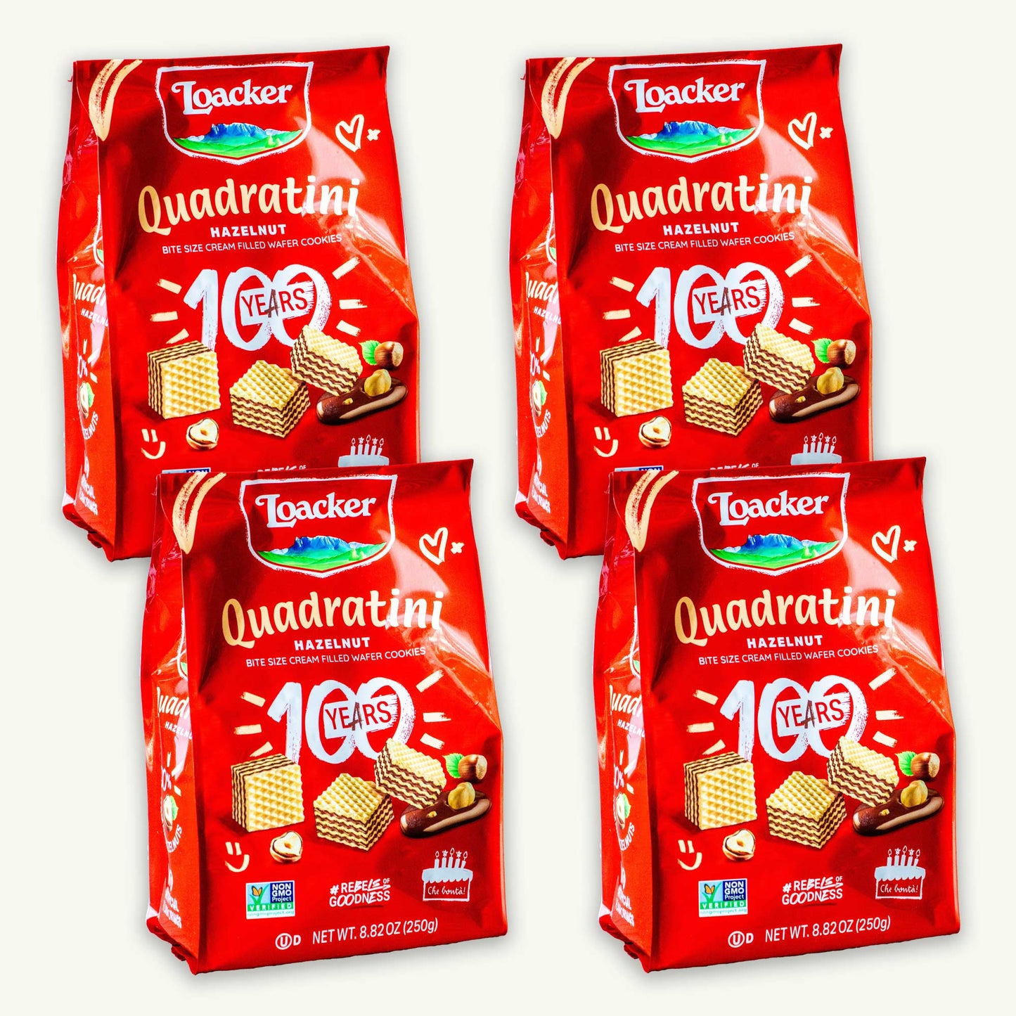 Loacker Hazelnut Quadratini Cream Filled Wafer Cookies 8.82oz