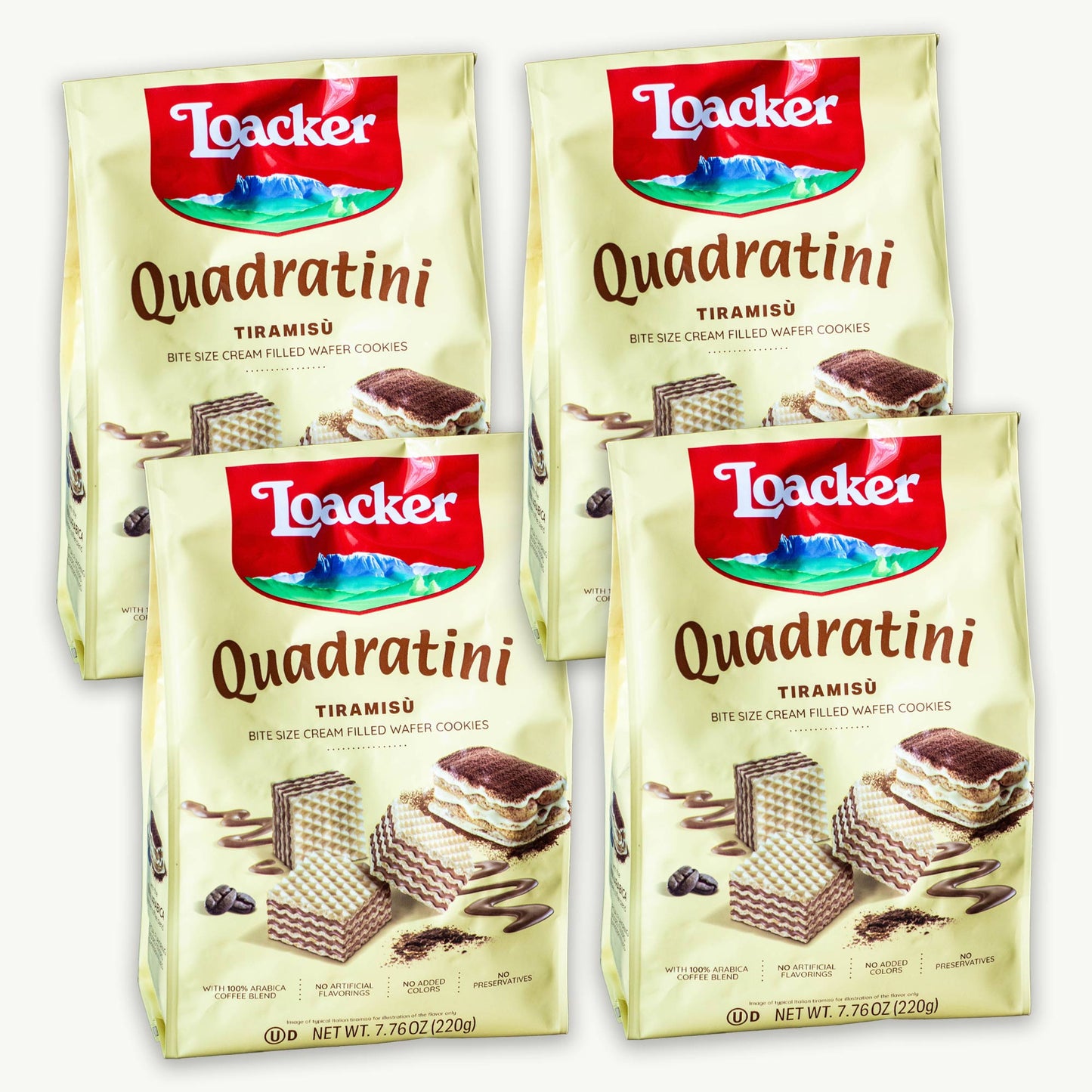 Loacker Tiramisu Quadratini Cream Filled Wafer Cookies 7.76oz