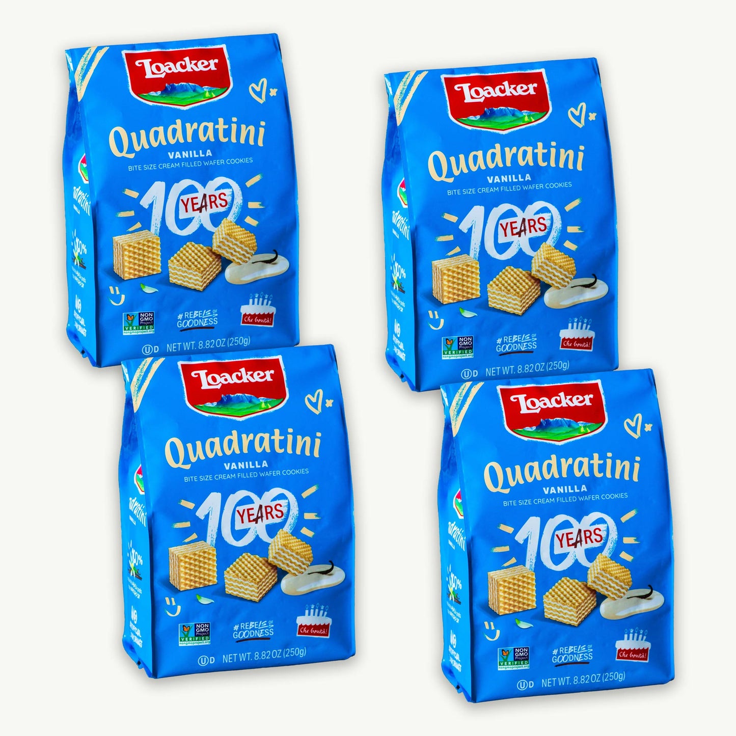 Loacker Vanilla Quadratini Cream Filled Wafer Cookies 8.82oz
