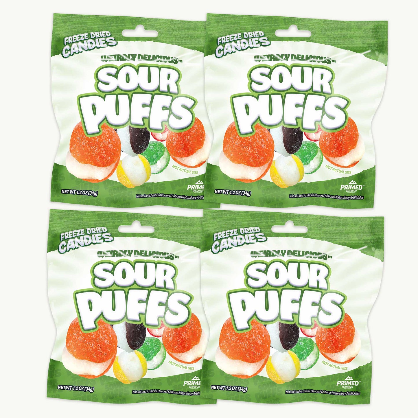 Primed Warrior Sour Puffs Freeze Dried Candy 1.2oz