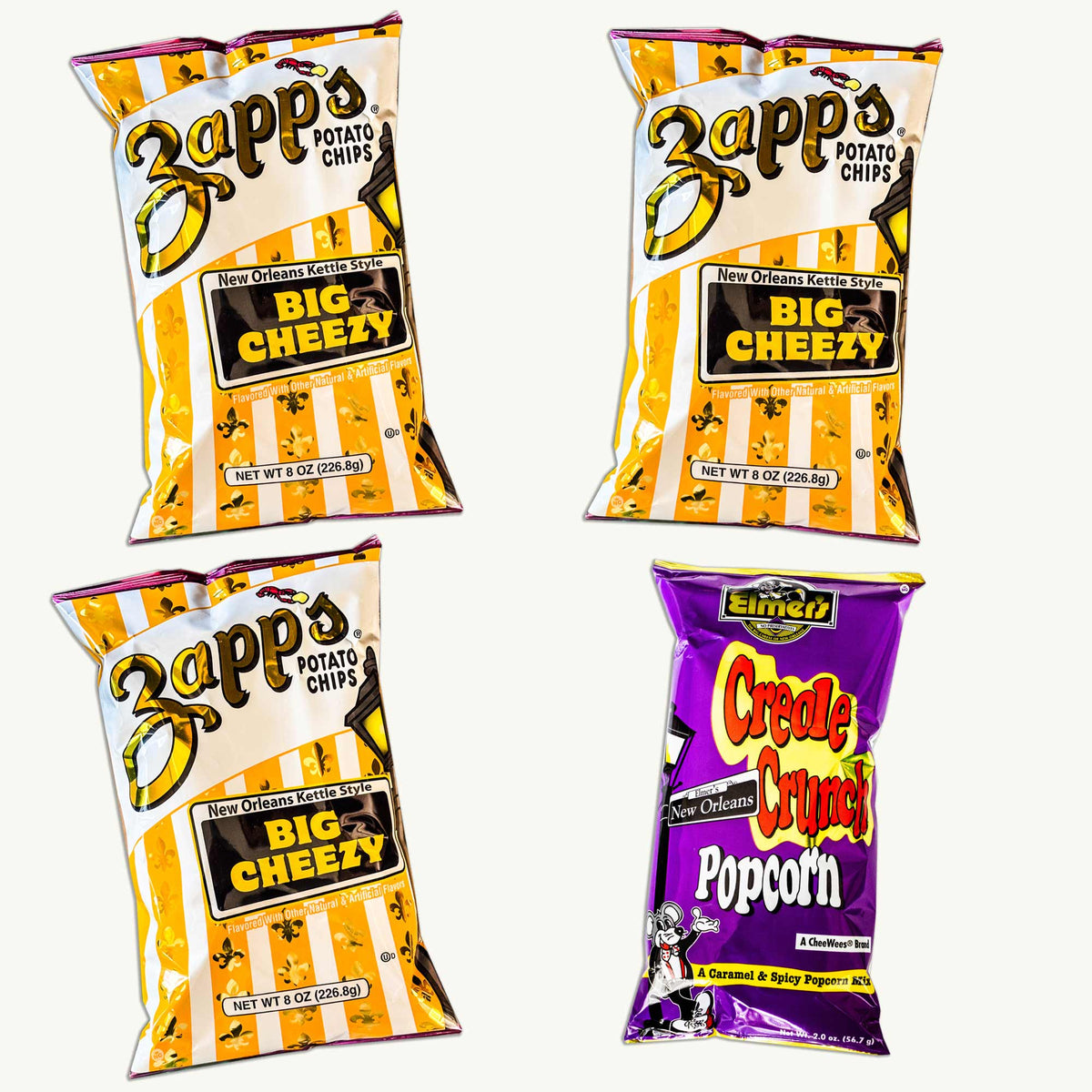 Cheezy's Zapp's BIG CHEEZY New Orleans Potato Chips (8oz, 3pk) - Elmer's Creole ...
