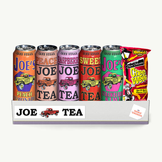 Joe Tea Variety Pack 16oz - Raspberry, Peach Lemonade, Sweet Tea, Strawberry Kiwi, Peach - Chee Wees Hot Spicy Cheese Curls 2oz - 6 Items