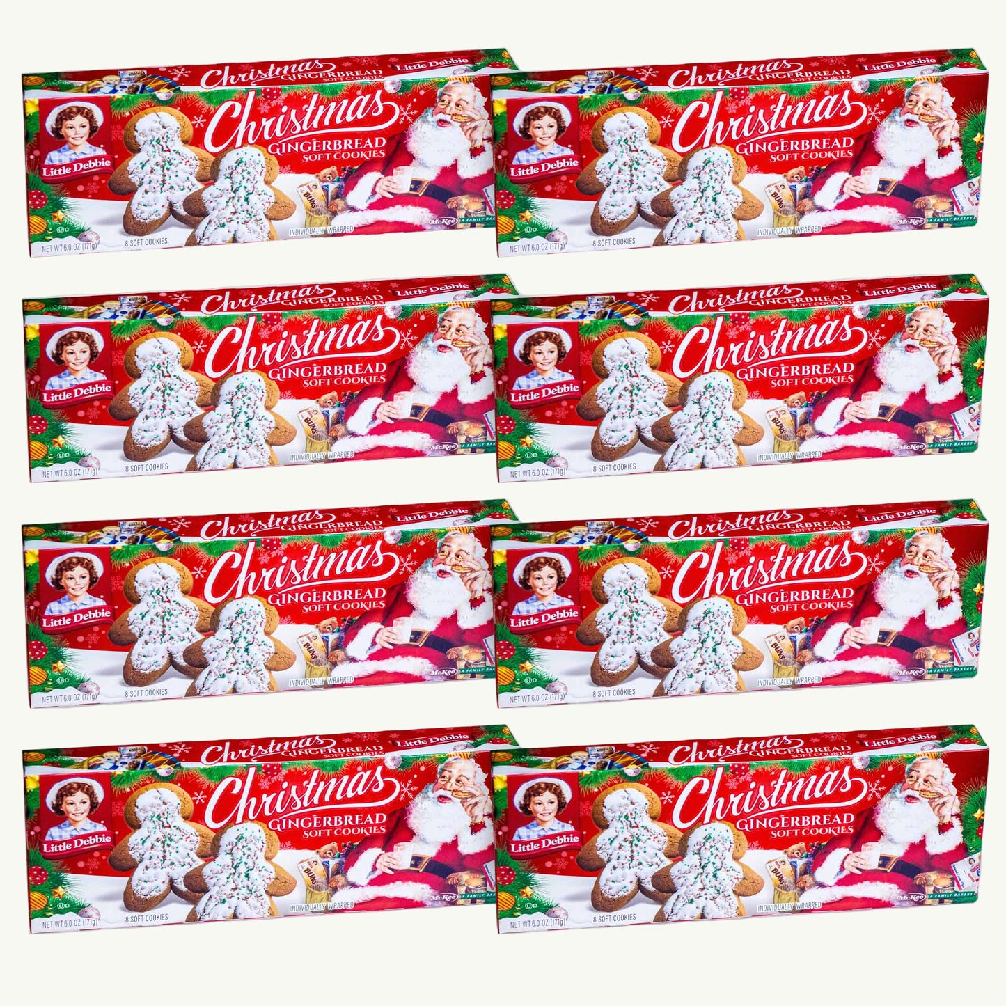 Little Debbie Christmas Gingerbread Soft Cookies 8ct 6oz
