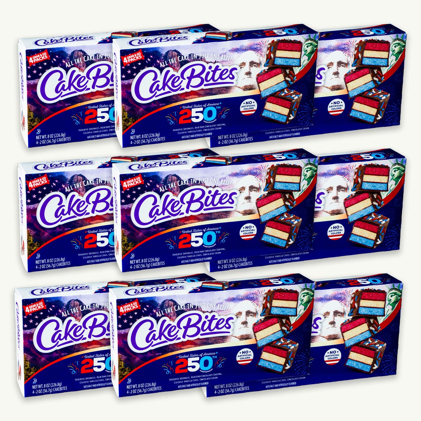 Cakebites United States of America 250th Anniversary, 4 Grab and Go Family Packs