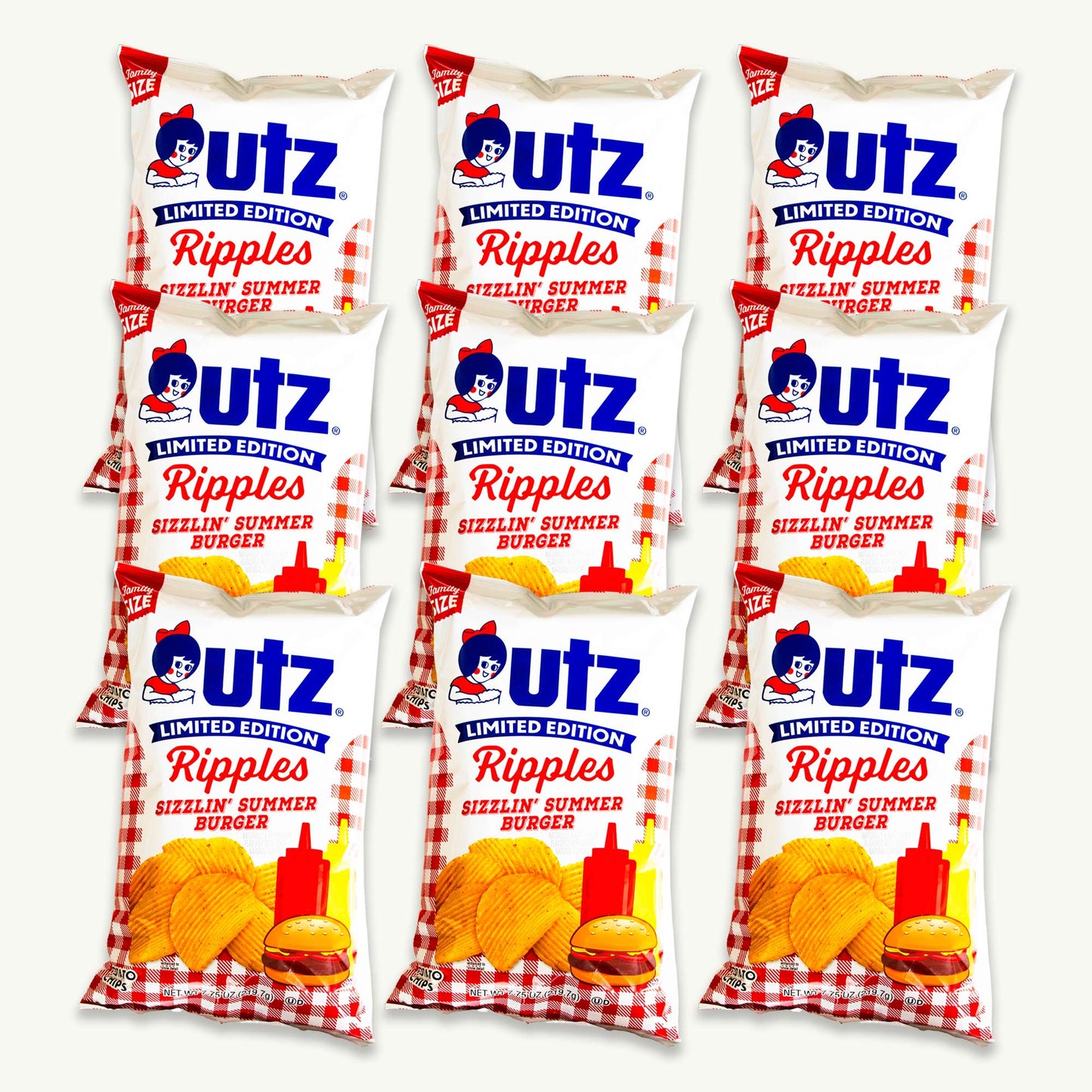 Utz Sizzlin' Summer Burger Ripple Potato Chips 7.75oz