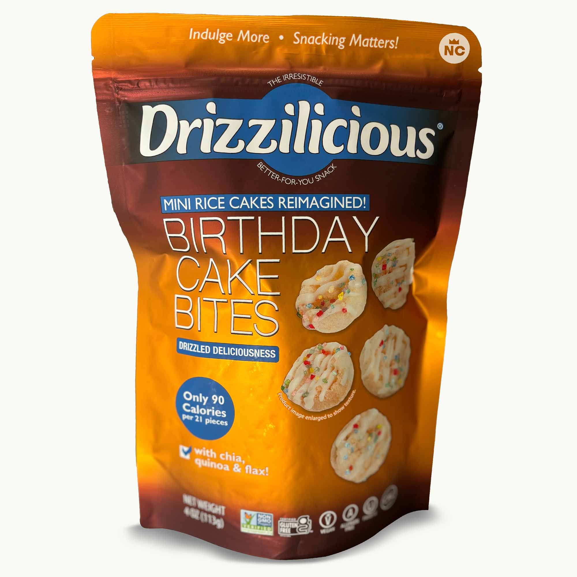 Drizzilicious Birthday Cake Bites Mini Rice Cakes 4oz – Noble Crunch