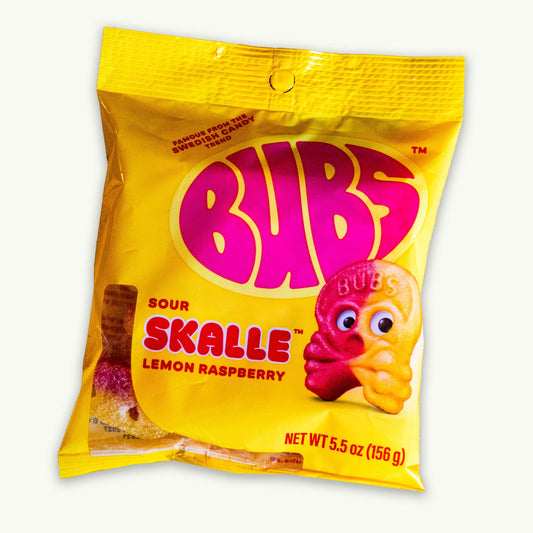 BUBS Sour Skalle Lemon Raspberry Gummy Candy 5.5oz