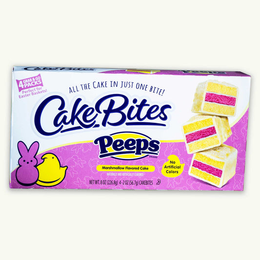 Cakebites Easter Peeps Marhmnallow Flavored Cakes, 4, 2oz packs, Pink Box, 8oz