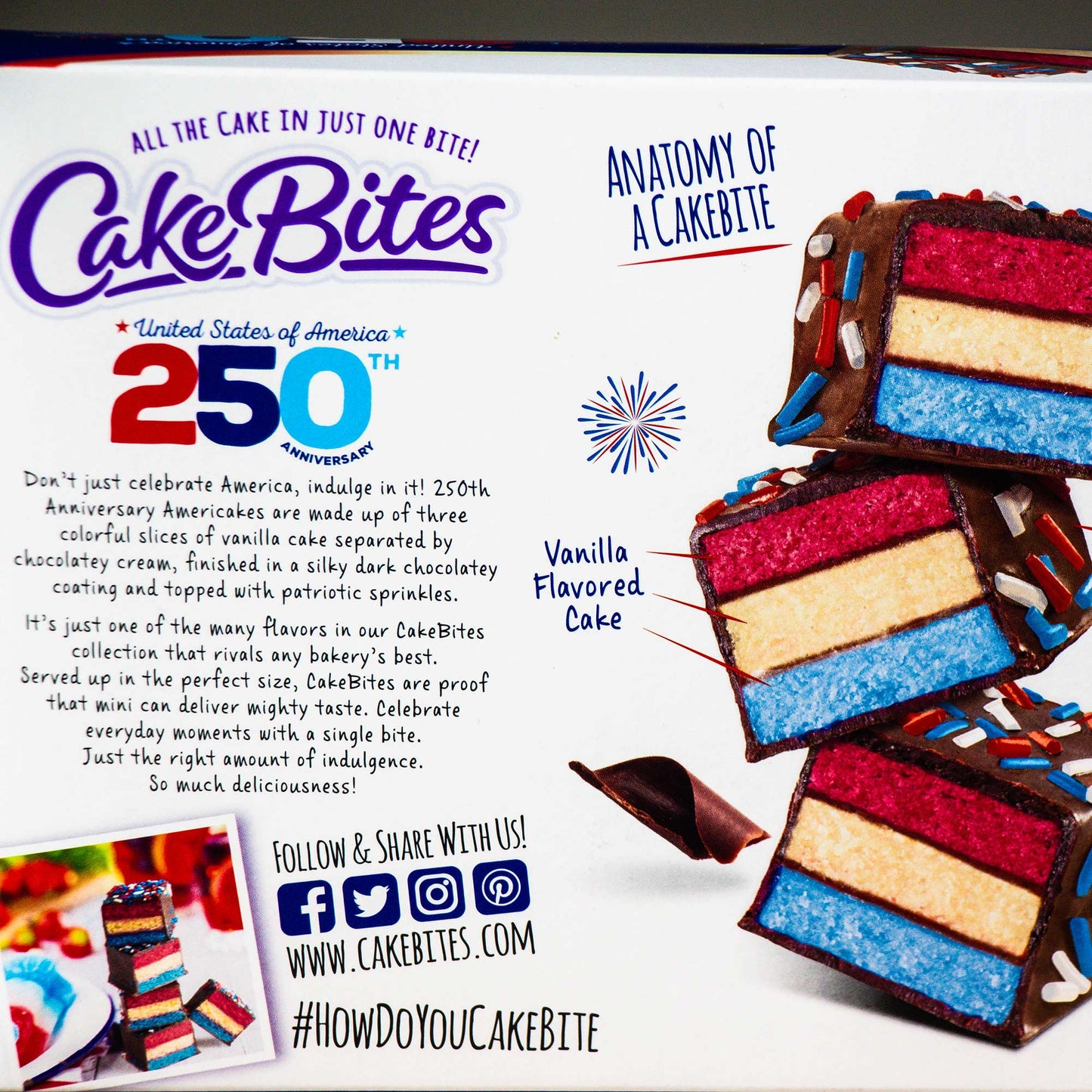 Cakebites United States of America 250th Anniversary, 4 Grab and Go Family Packs