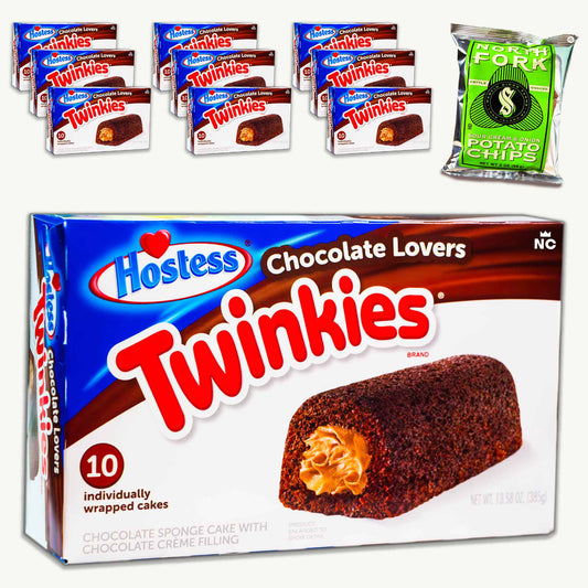 Hostess Chocolate Lovers Twinkies (100ct) - North Fork Sour Cream Onion Kettle Potato Chips (2oz)