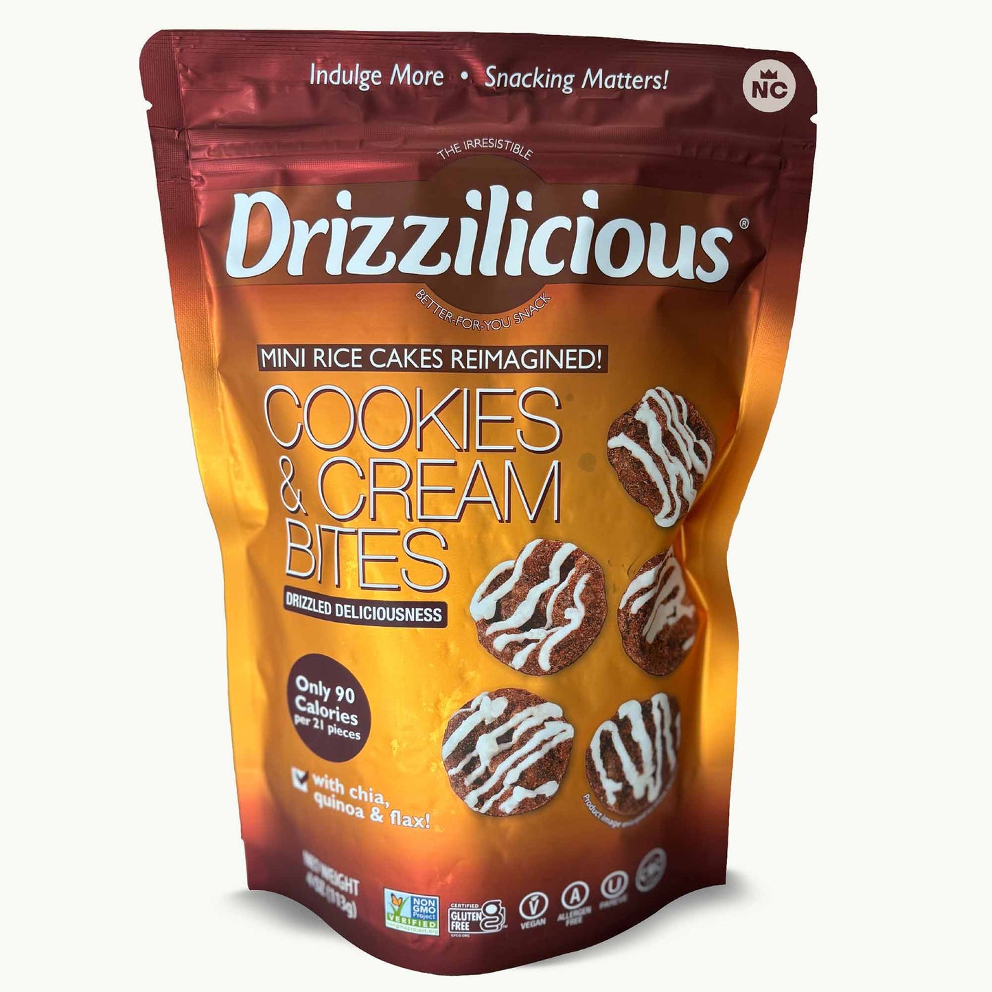 Drizzilicious Cookies and Cream Bites Mini Rice Cakes 4oz – Noble Crunch