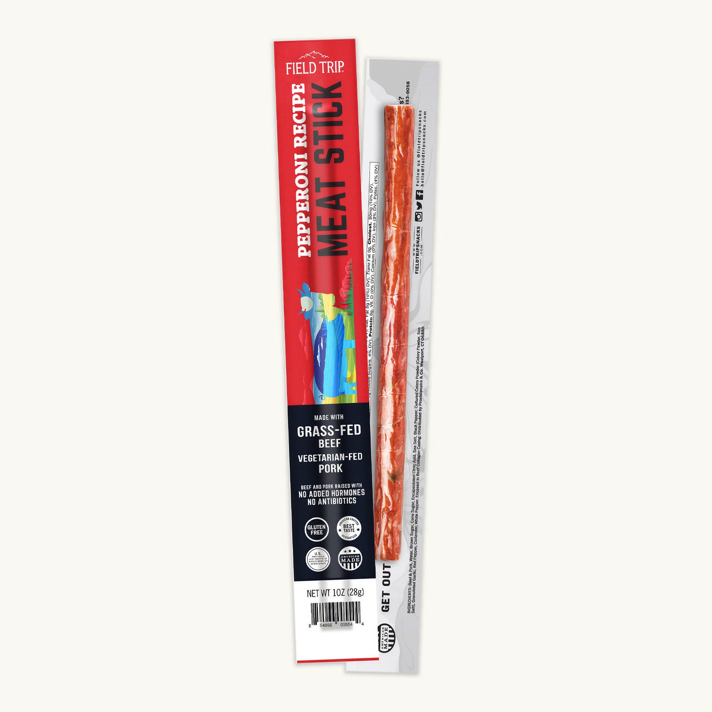 Field Trip Pepperoni Recipe Grass-Fed Beef Vegetarian-Fed Pork Meat Stick 1oz