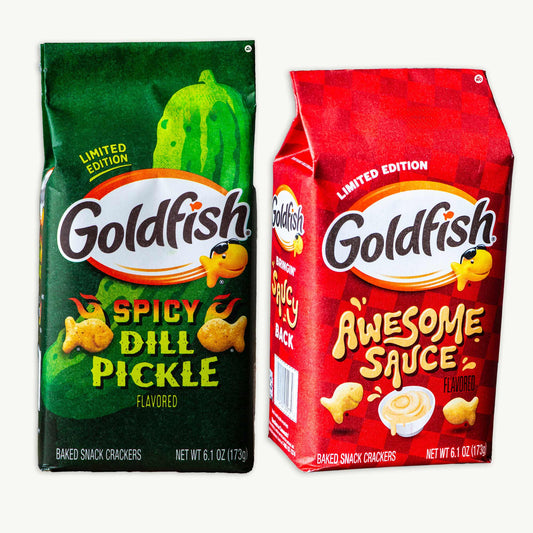Goldfish Variety Pack 6.1oz -  Spicy Dill Pickle  -  Awesome Sauce   - Limited Editions - 2 Packs