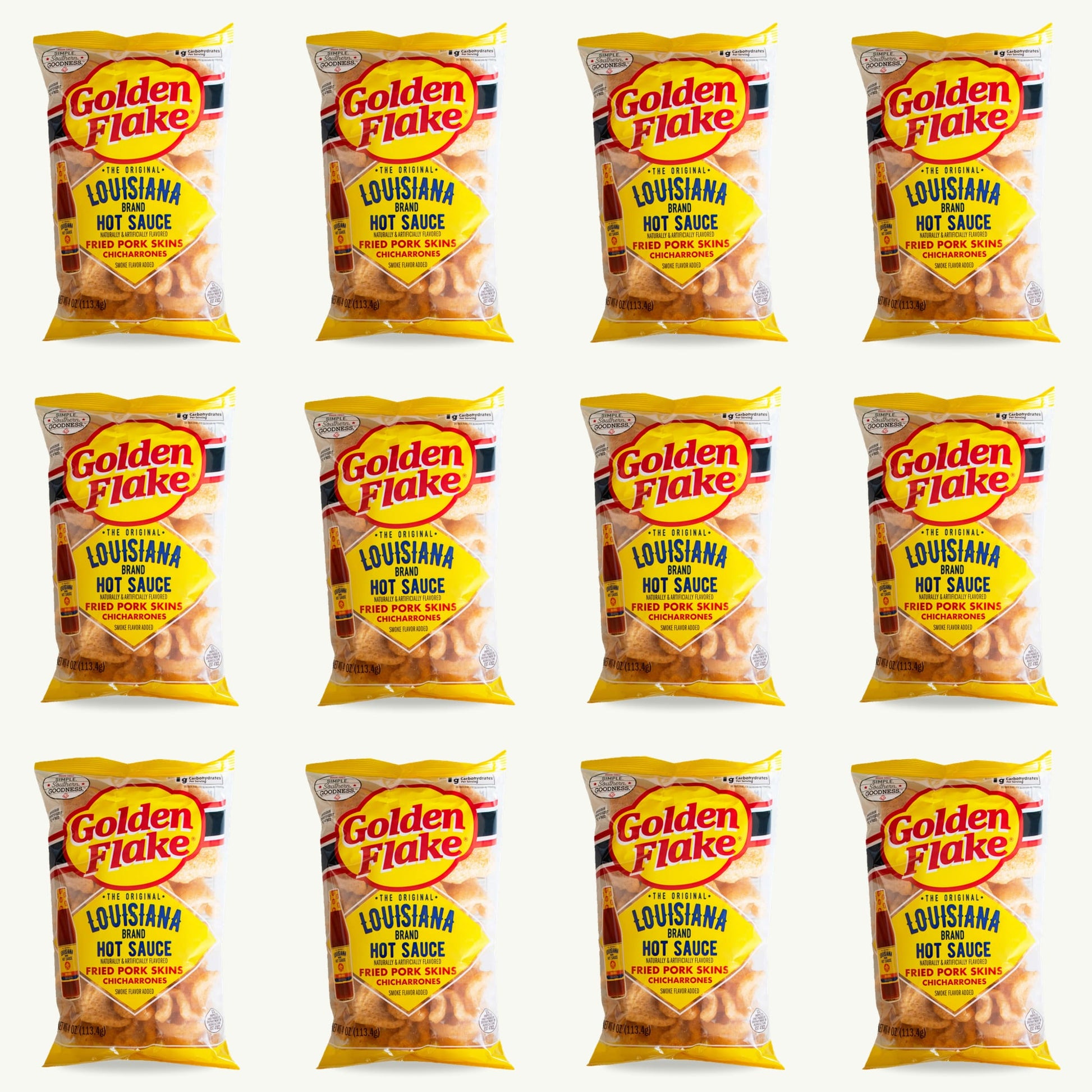 Golden Flake Chili Lime Fried Pork Skins Chicharrones 4oz — 12-pack