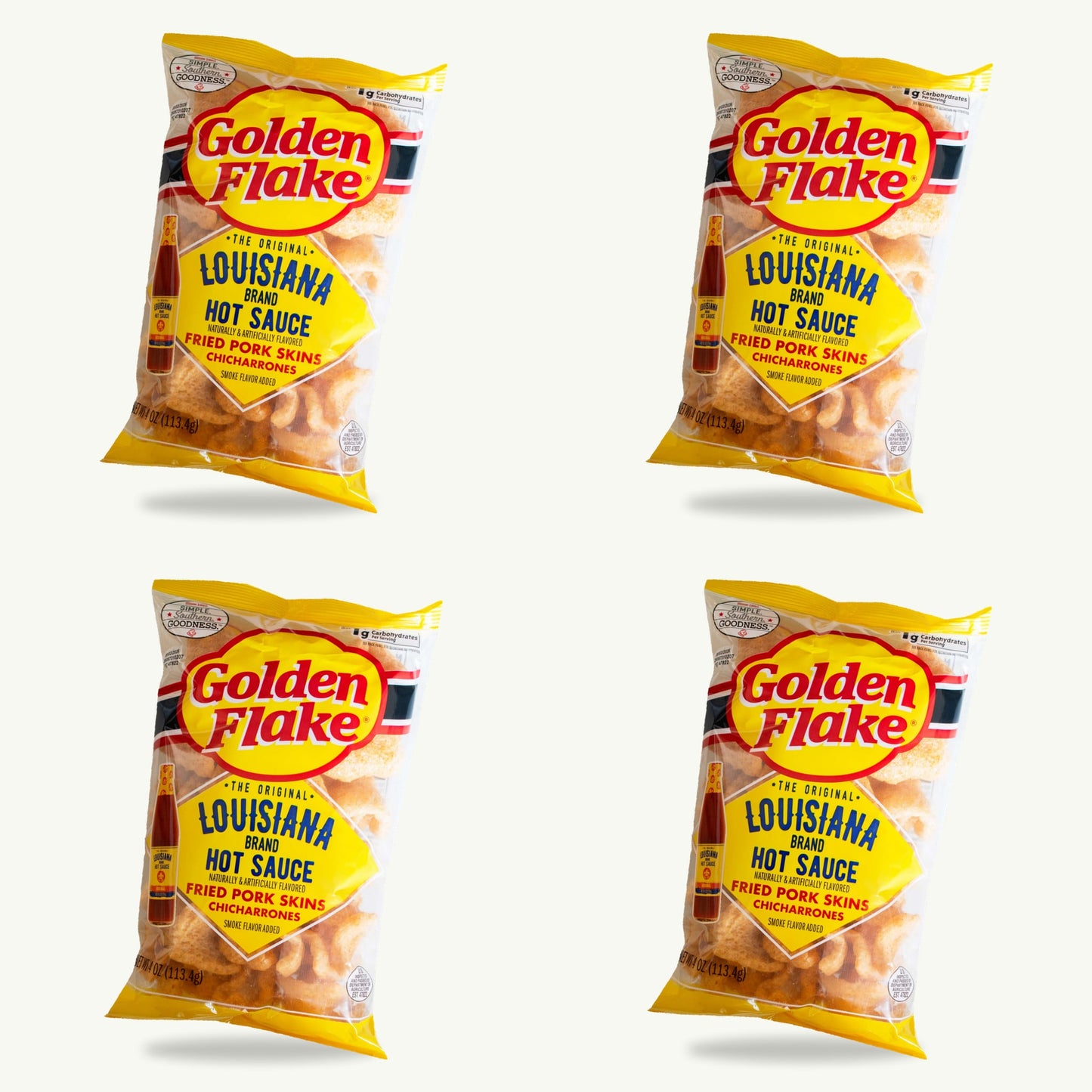 Golden Flake Chili Lime Fried Pork Skins Chicharrones 4oz — 4-pack