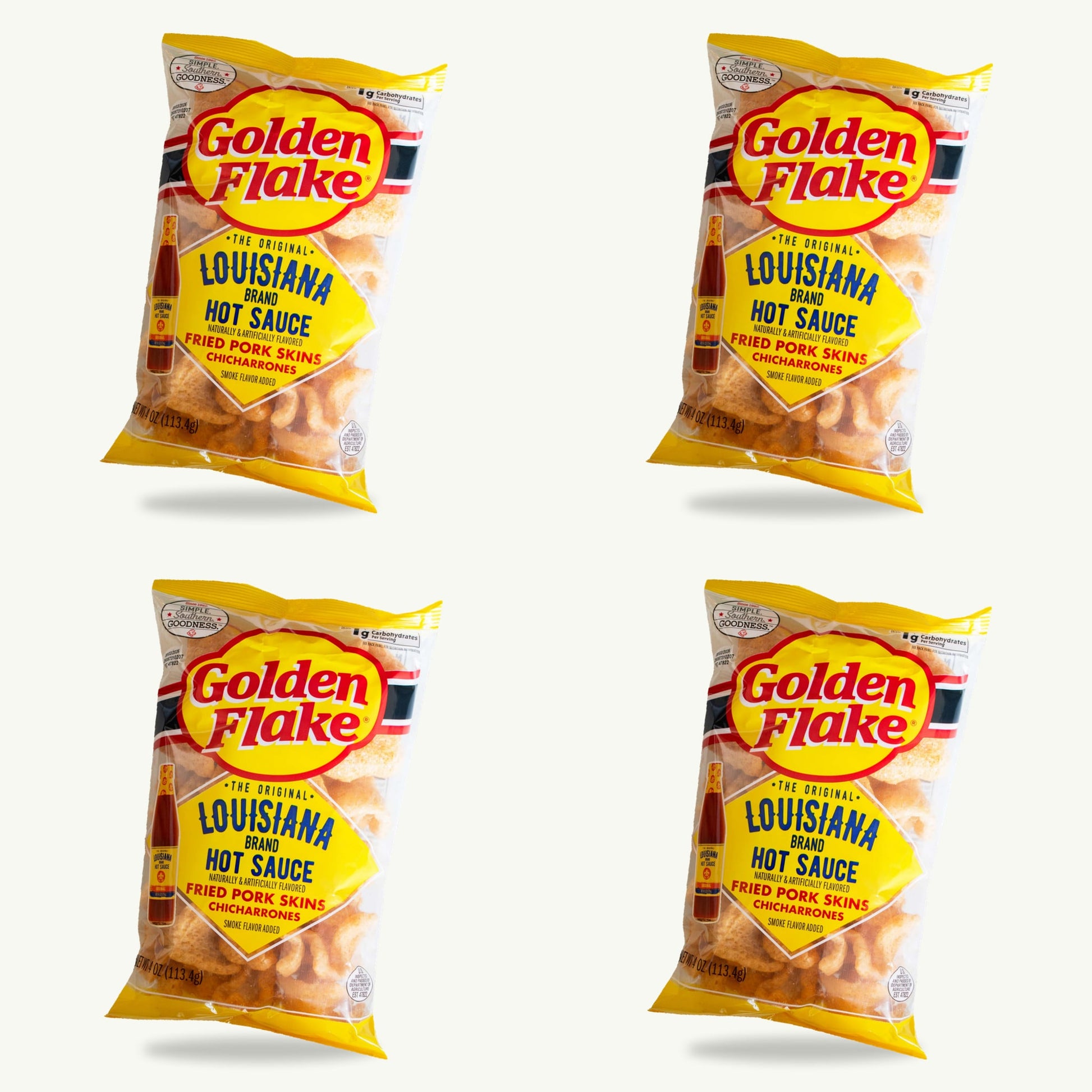 Golden Flake Chili Lime Fried Pork Skins Chicharrones 4oz — 4-pack