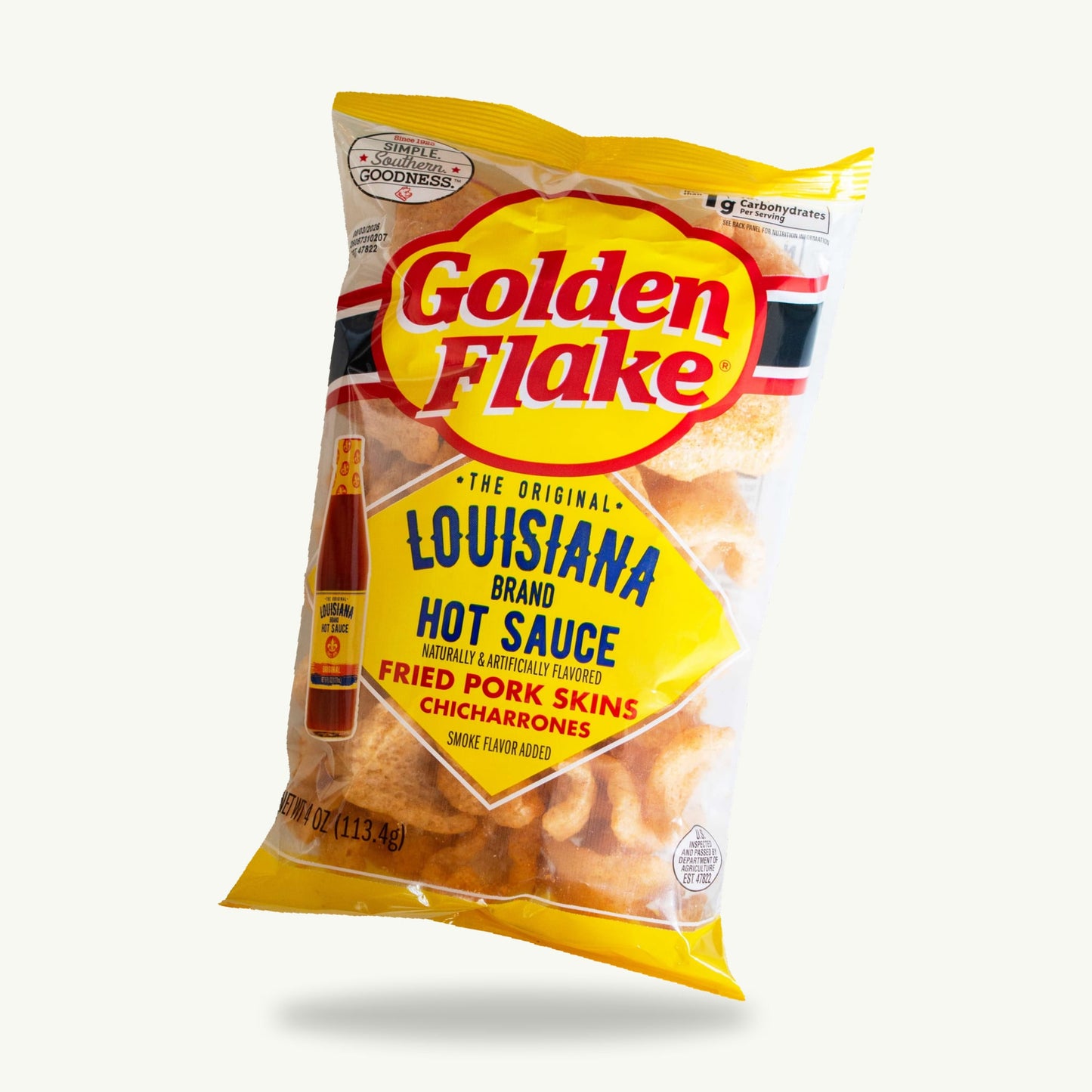 Golden Flake Chili Lime Fried Pork Skins Chicharrones 4oz — enhanced product photo