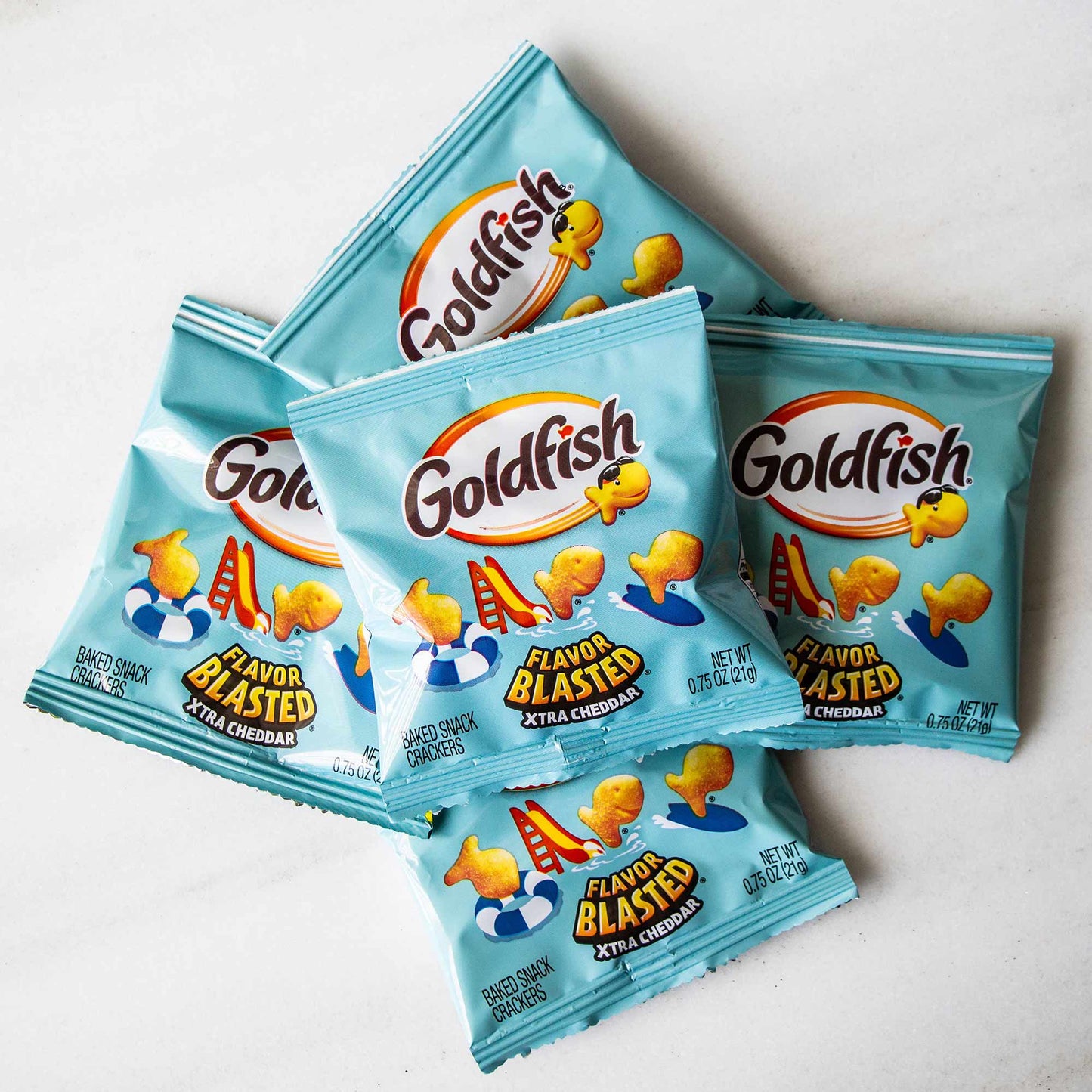 Goldfish Flavor Blasted Xtra Cheddar Crackers Summer Snack Packs 0.75oz