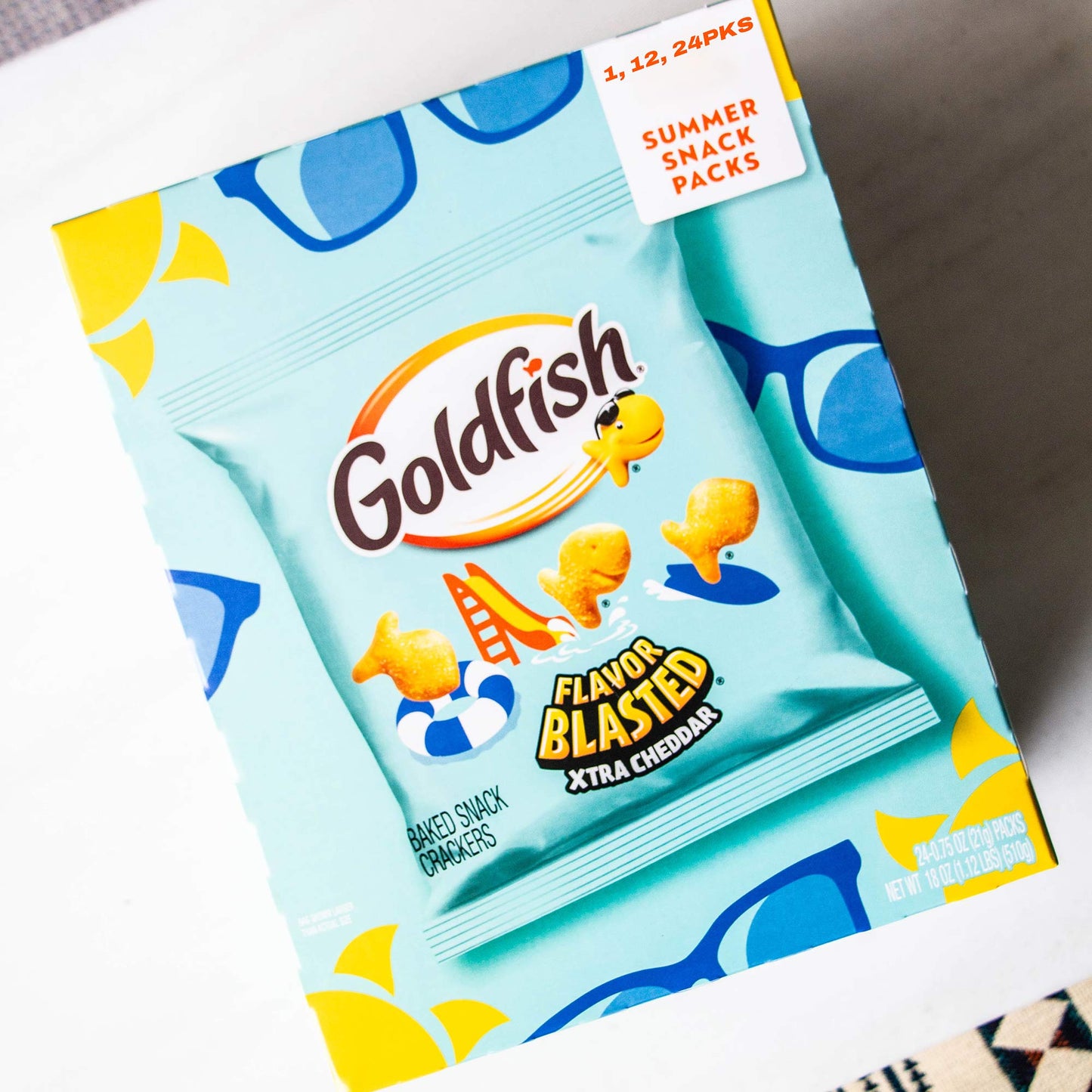 Goldfish Flavor Blasted Xtra Cheddar Crackers Summer Snack Packs 0.75oz