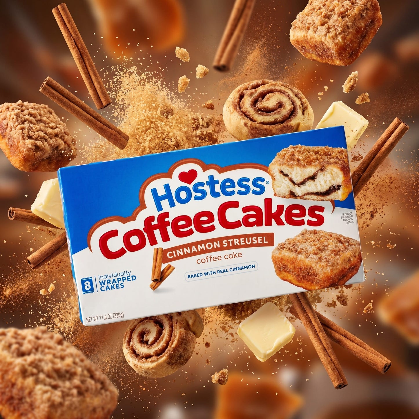 Hostess Coffee Cakes Cinnamon Streusel 8ct 11.6oz — creative scene