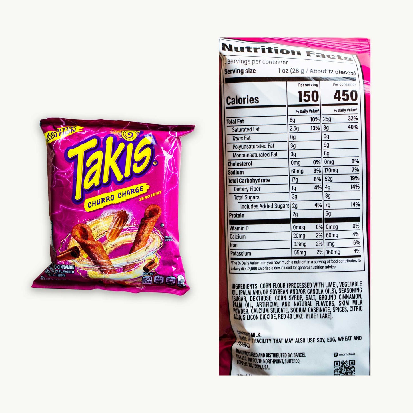 Takis Churro Charge Tortilla Chips Snack Size 3oz