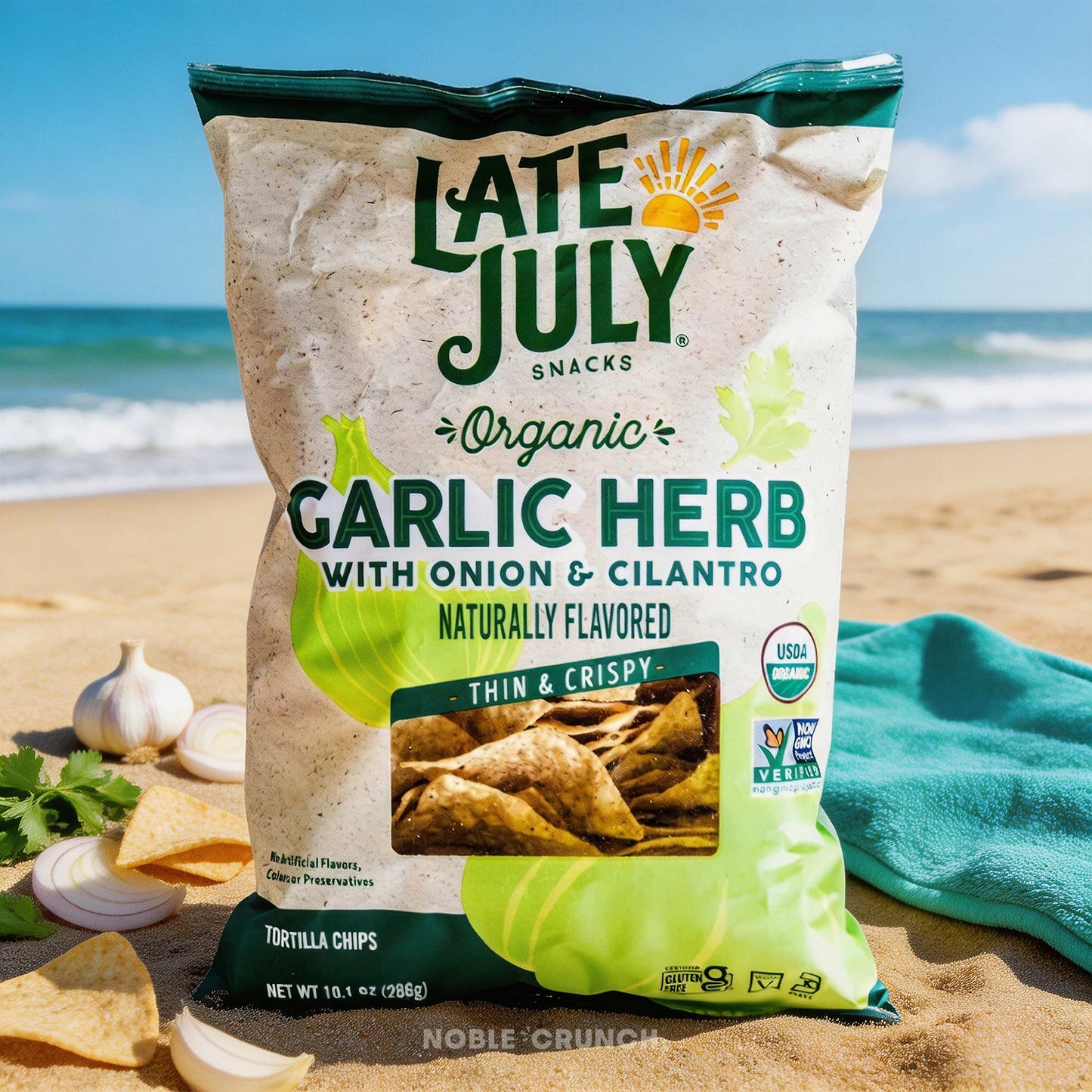 Late July  Organic Garlic Herb Onion Cilantro Tortilla Chips 10oz