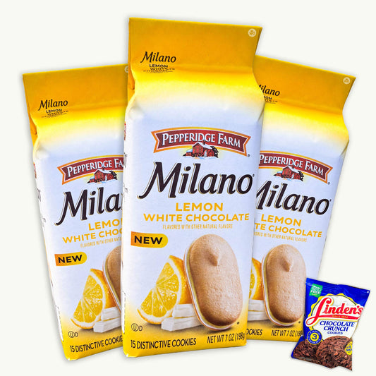 Pepperidge Farm Milano Lemon White Chocolate Cookies (3pks) - Linden's Chocolate Butter Crunch Cookies - 4 Items