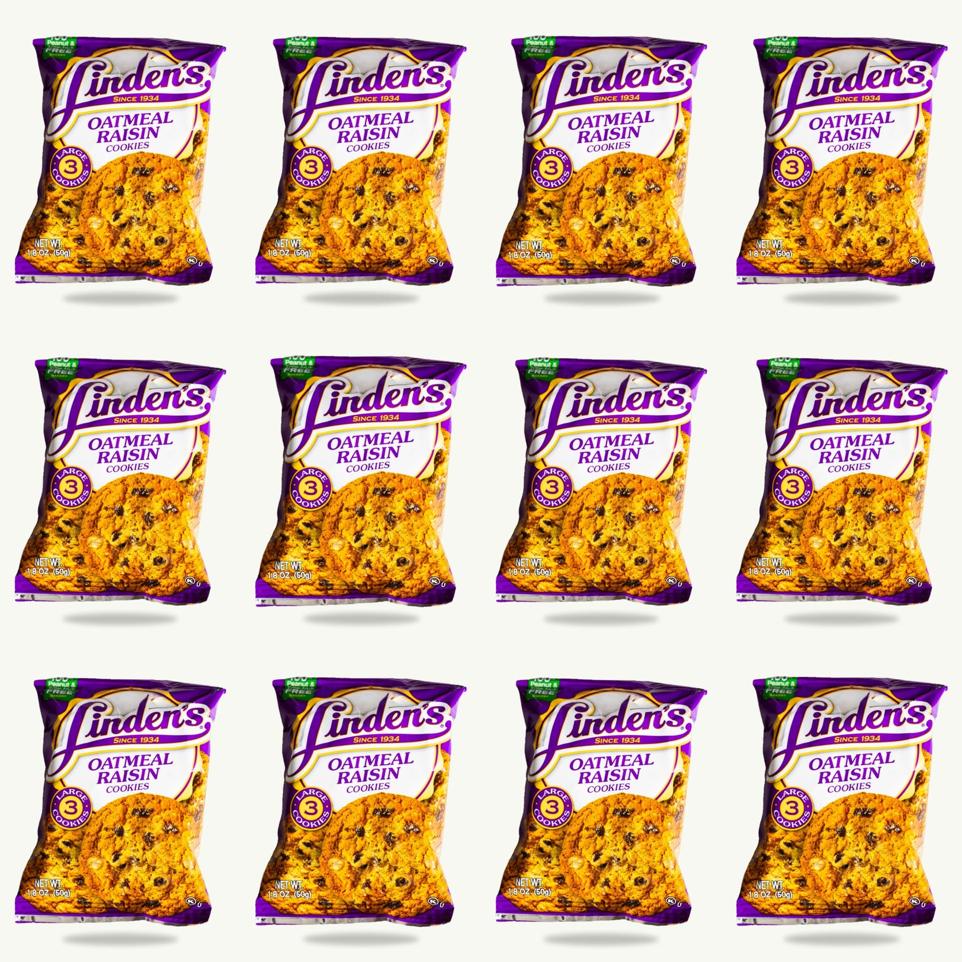 Linden's Oatmeal Raisin Cookies 1.8oz — 12-pack