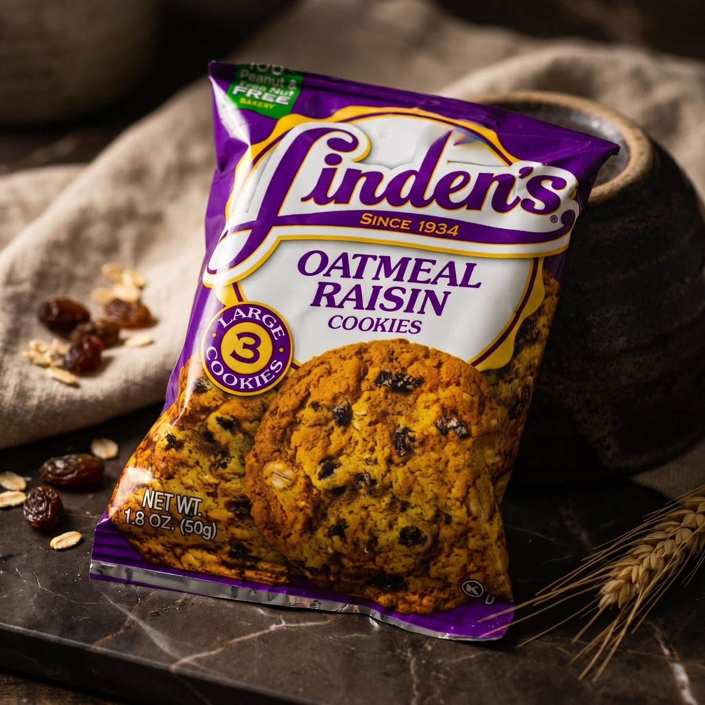 Linden's Oatmeal Raisin Cookies 1.8oz — fine scene