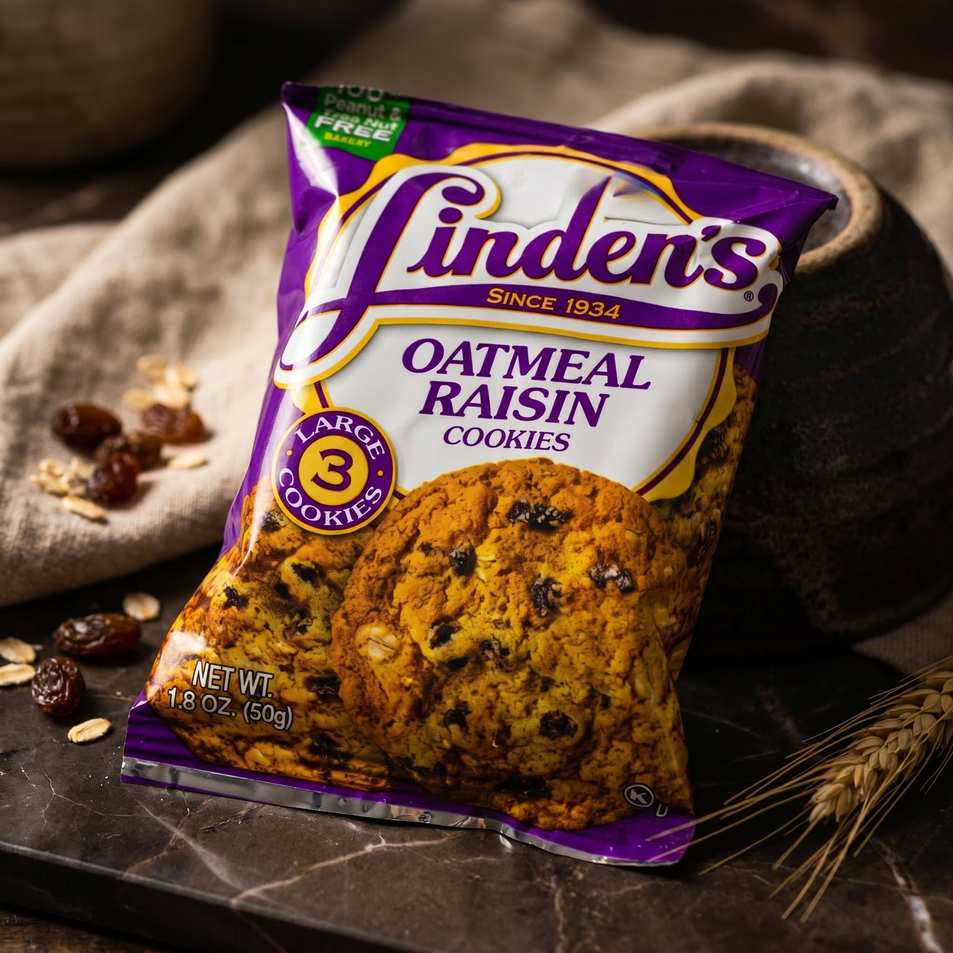 Linden's Oatmeal Raisin Cookies 1.8oz — fine scene