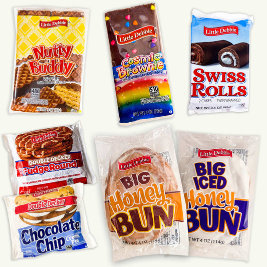 Little Debbie Variety Pack - Swiss Rolls, Honey Bun, Nutty Buddy, Fudge Double Decker, Iced Honey Bun, Chocolate Chip Double Decker Cream Pie, Cosmic Brownie - 7 Items