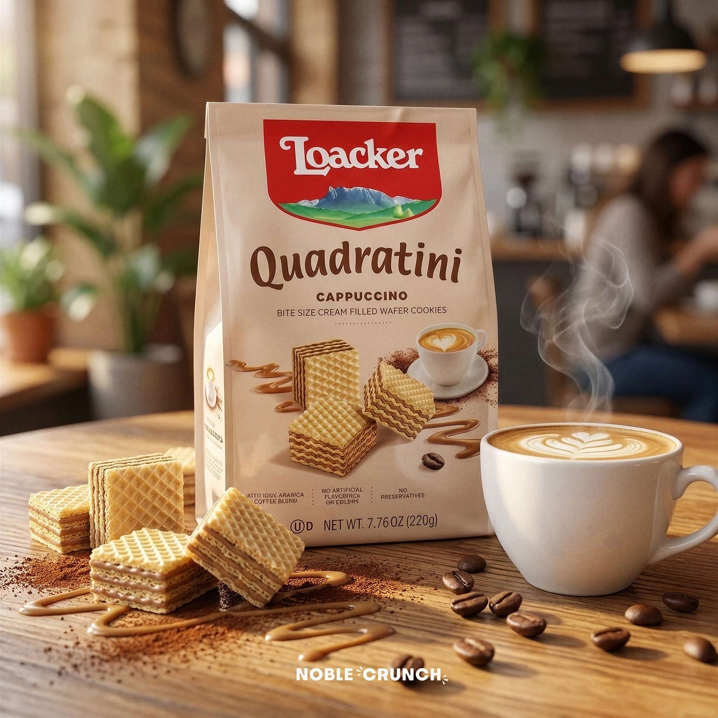 Loacker Cappuccino Quadratini Cream Filled Wafer Cookies 7.76oz