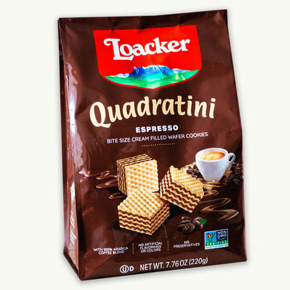 Loacker Espresso Quadratini Cream Filled Wafer Cookies 7.76oz